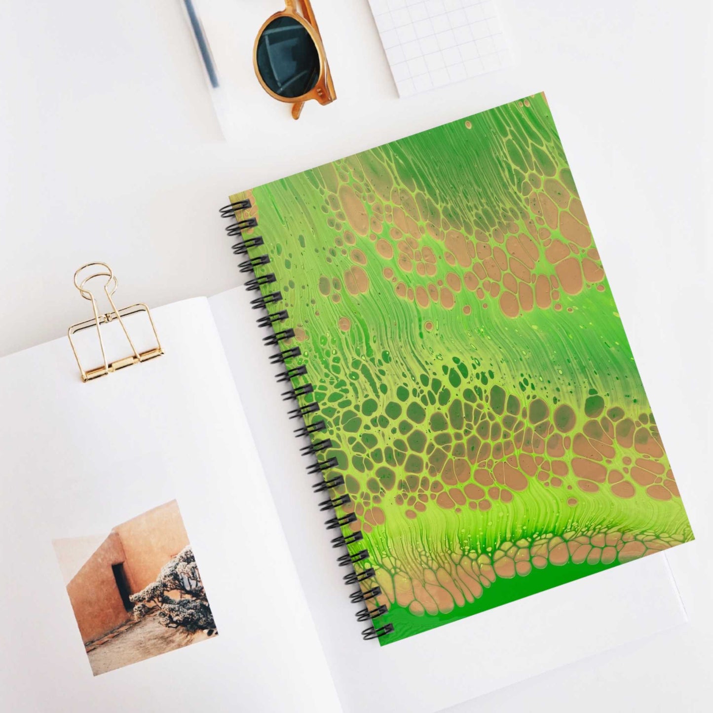 Green and Gold, Funky Retro, Spiral Notebook