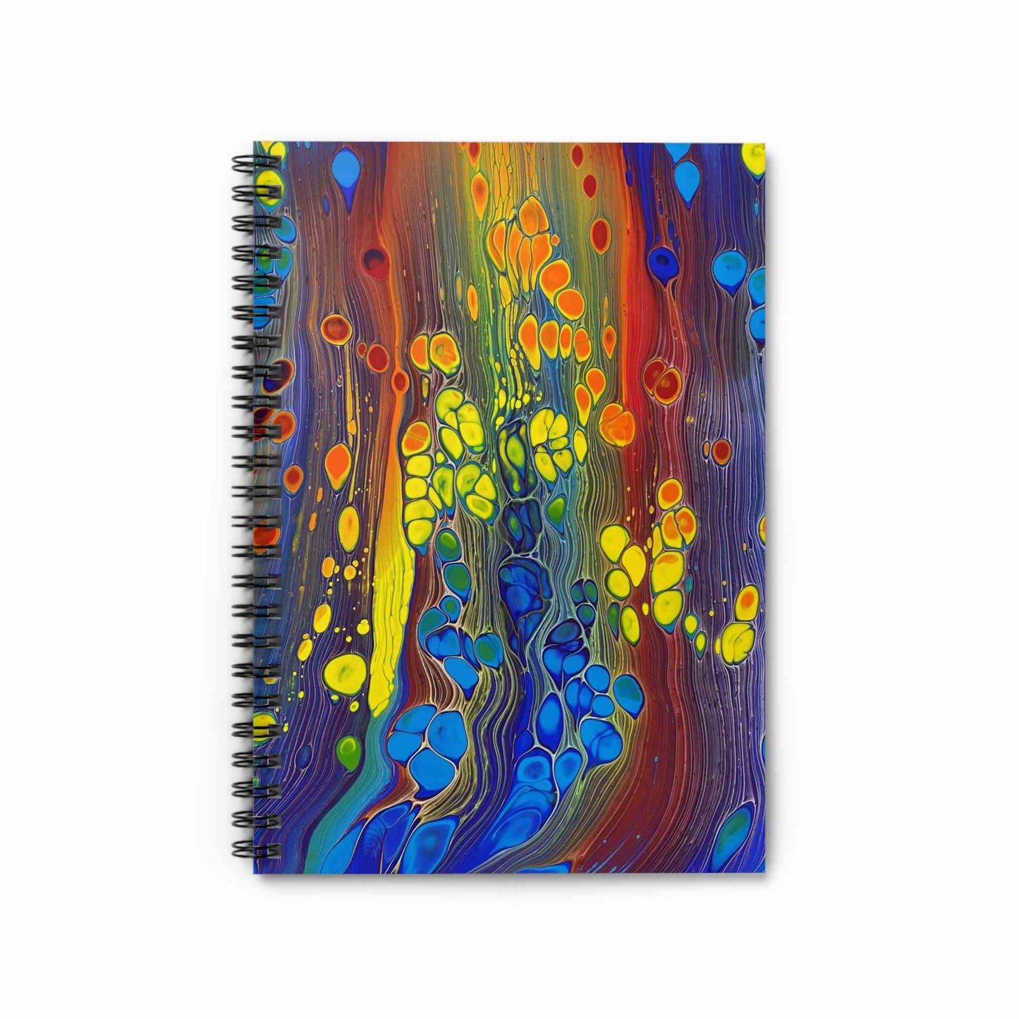 Rainbow Bubbles Spiral, Lined Notebook with Document Folder