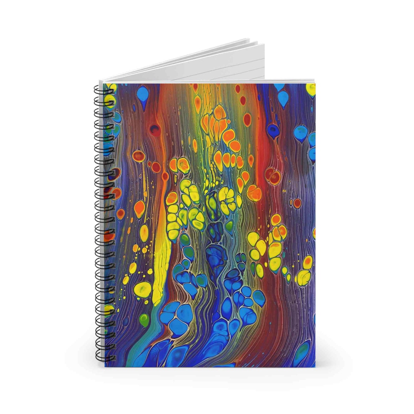 Rainbow Bubbles Spiral, Lined Notebook with Document Folder