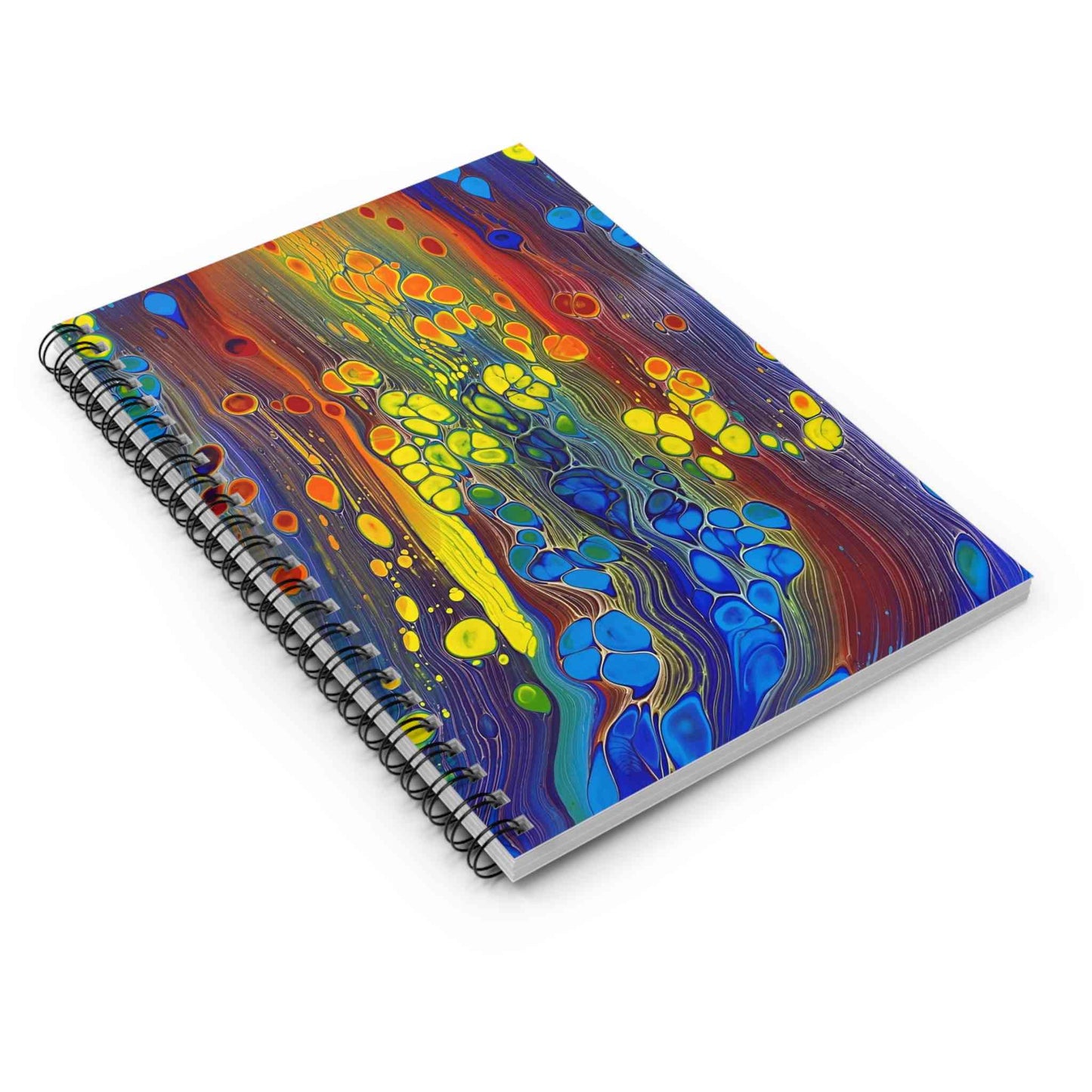 Rainbow Bubbles Spiral, Lined Notebook with Document Folder