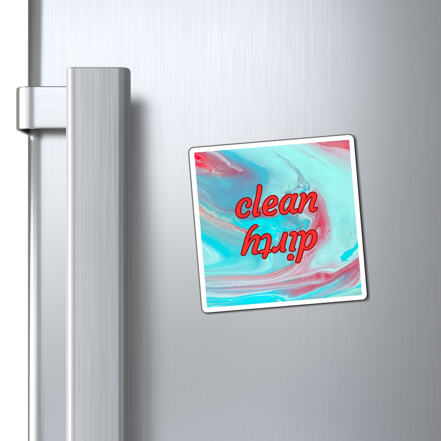 Retro Chic Teal and Red Dishwasher Magnet