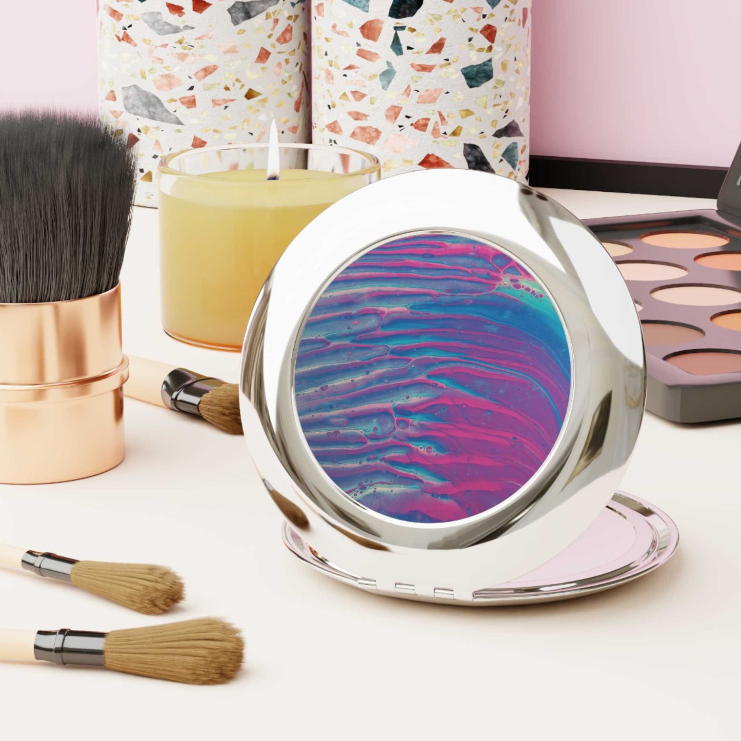 Sunset Waves Compact Travel Mirror