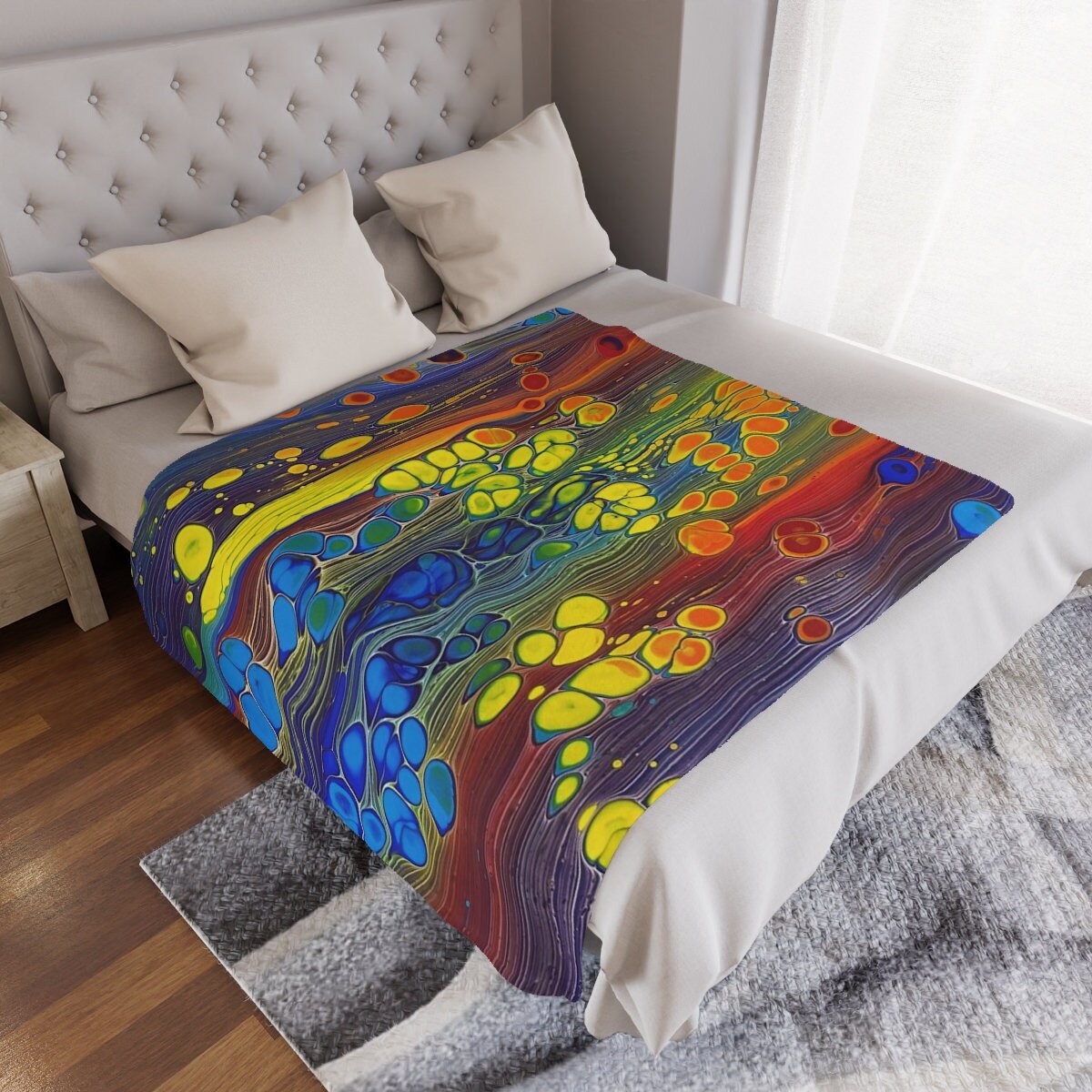 Rainbow Cozy Blanket with Abstract Design, Soft Touch