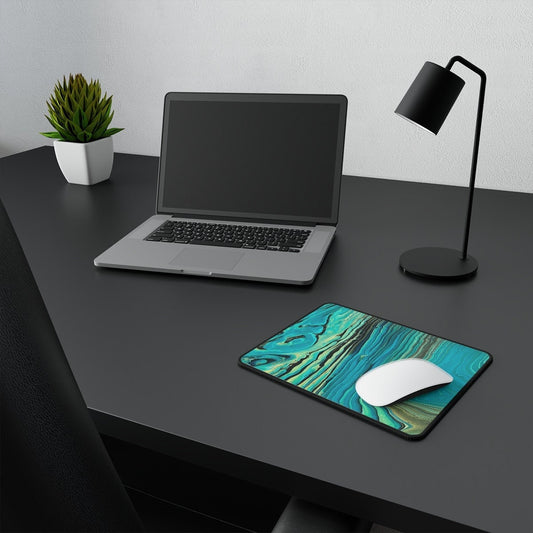 Abstract Teal, Gold, Black Funky Mousepad