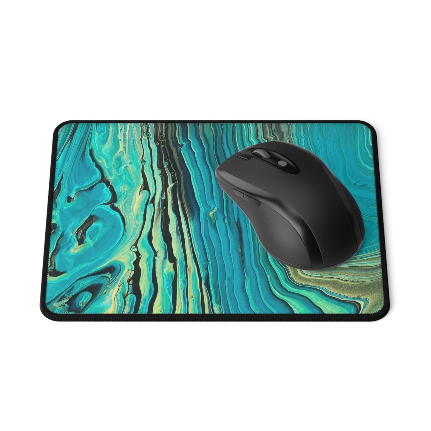 Abstract Teal, Gold, Black Funky Mousepad