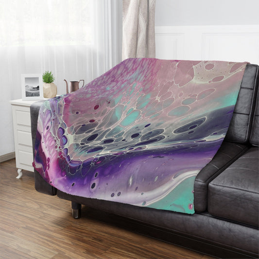 Cute Cozy Blanket for Her with Pink, Purple, and Teal Design