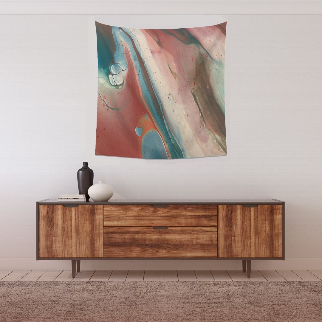 Rustic Theme Wall Tapestry with Neutral Rusty Colors