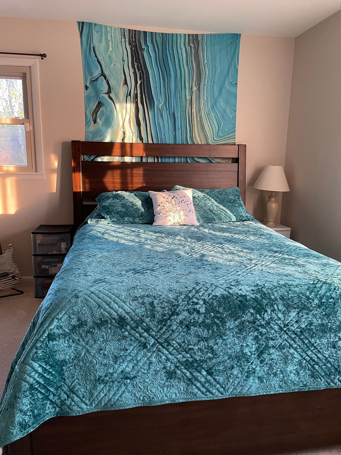 Teal Dreams Abstract, Classic Art Tapestry