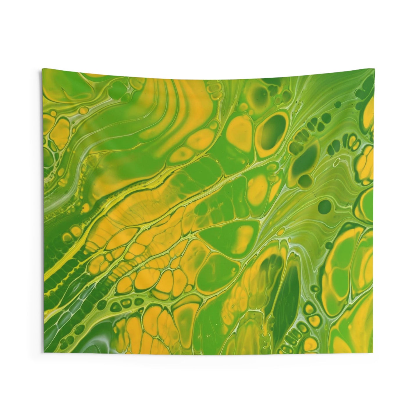 Wall Tapestry with Psychedelic Green, Yellow, Trippy Design