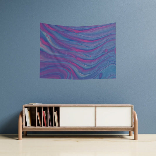 Pink and Blue Wave, Cute Tapestry