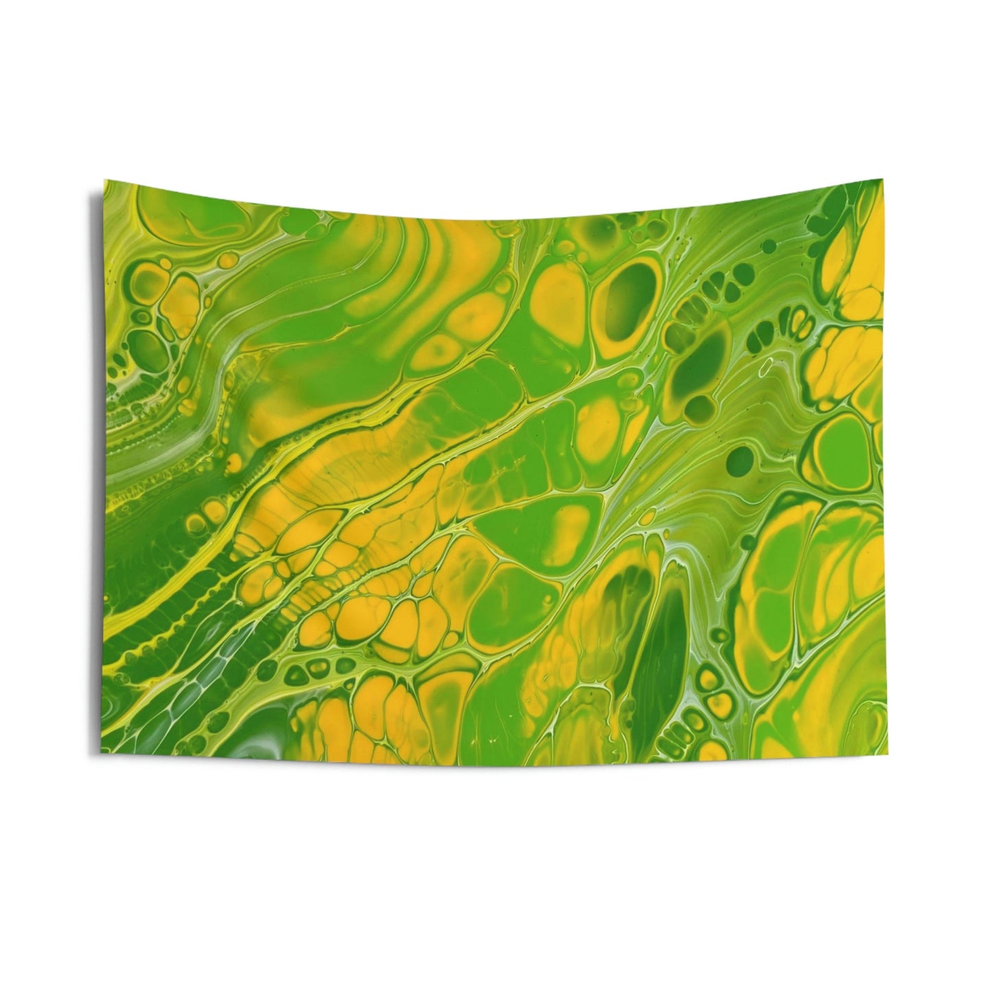 Wall Tapestry with Psychedelic Green, Yellow, Trippy Design