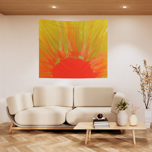 Sunrise Art Tapestry with Sun Rays for Boho Home Decor