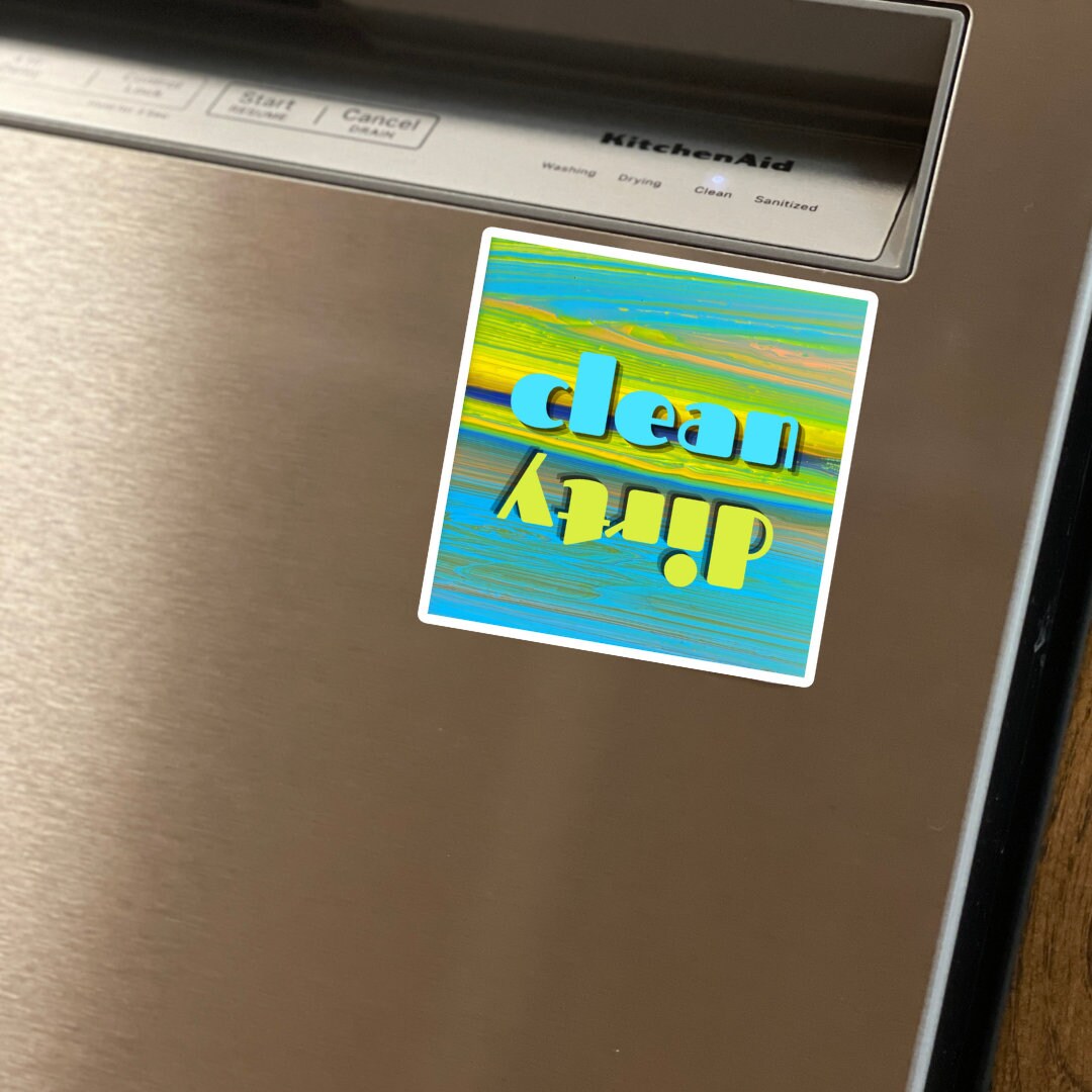 Bubbly Blue & Yellow Dishwasher Magnet - A Playful Pop for Your Kitchen