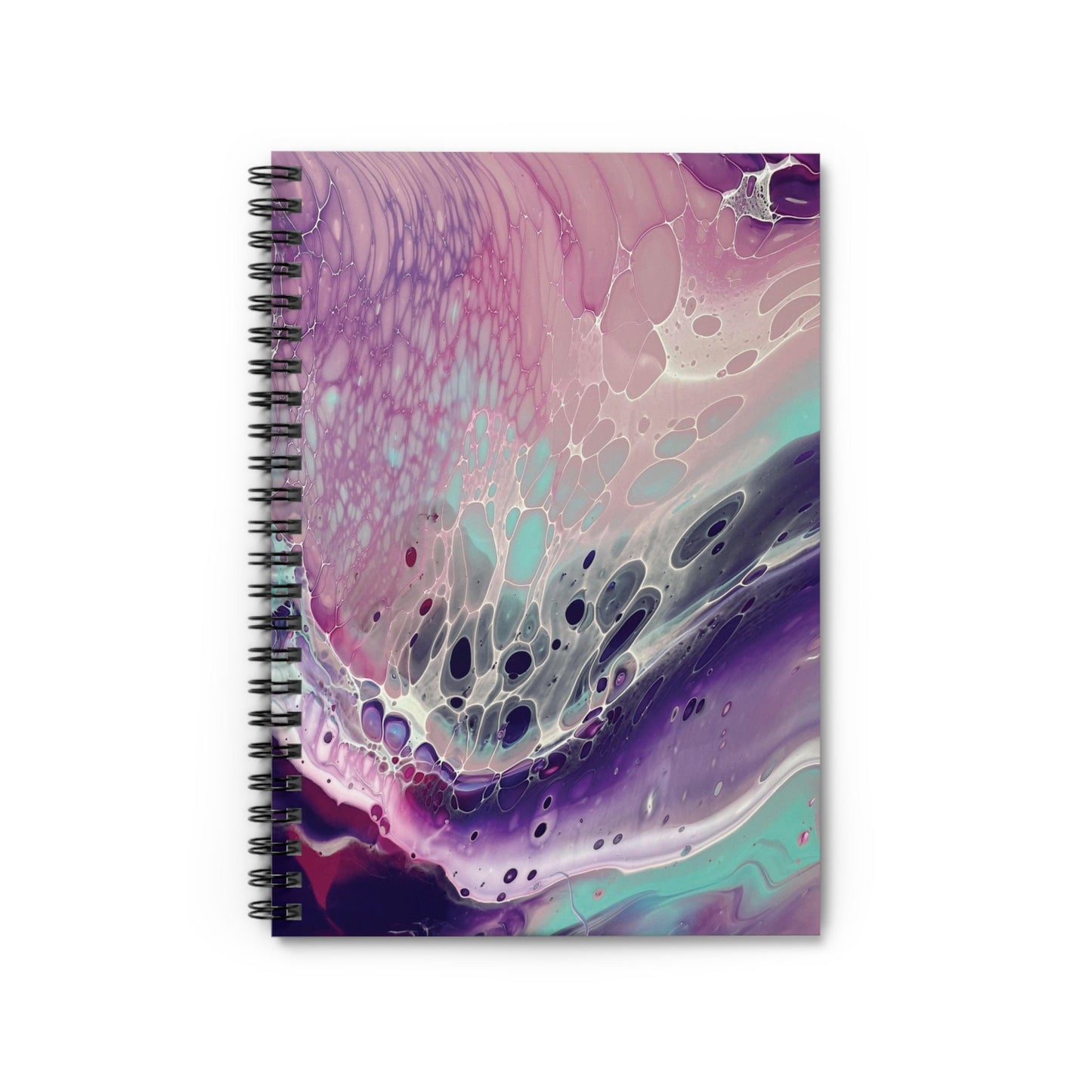 Pretty in Pink, Spiral Notebook With a Wave of Pink, Purple, Teal, and White