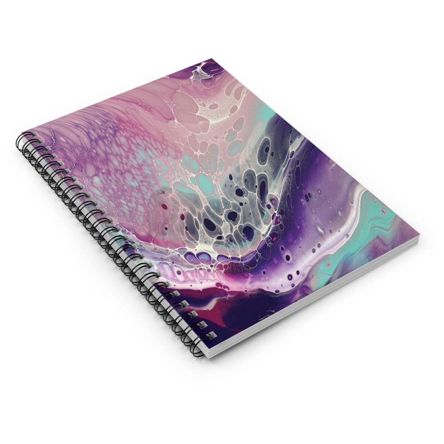 Pretty in Pink, Spiral Notebook With a Wave of Pink, Purple, Teal, and White