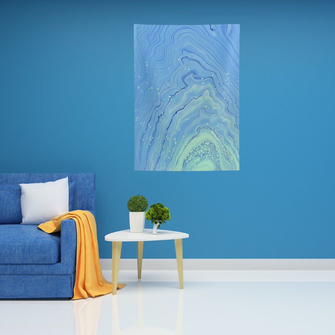 Mesmerizing Blue Geode Tapestry - Where Art and Nature Unite!