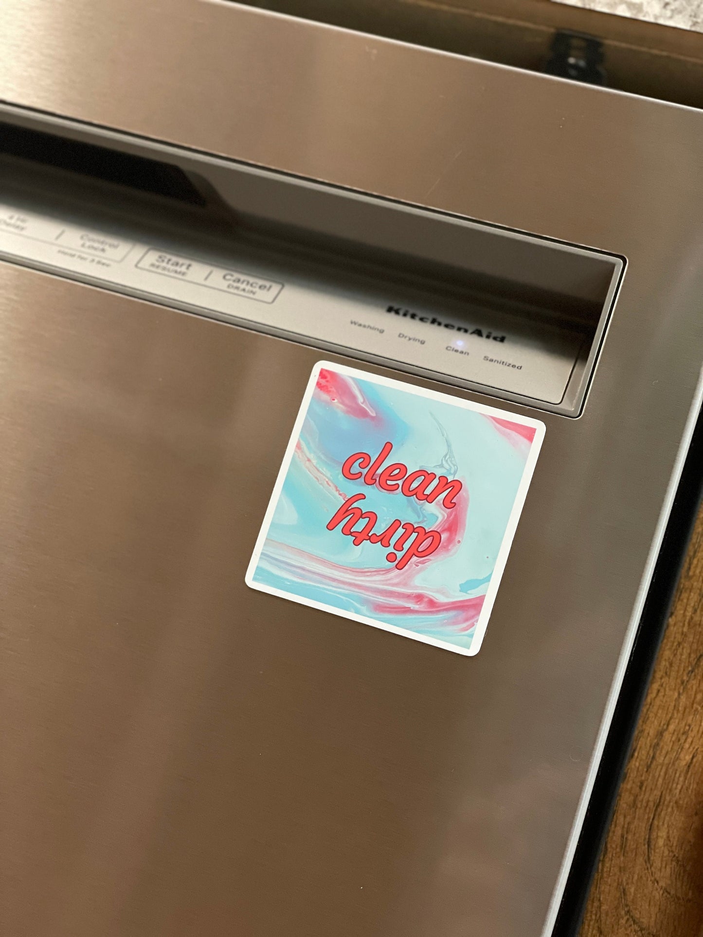 Retro Chic Teal and Red Dishwasher Magnet