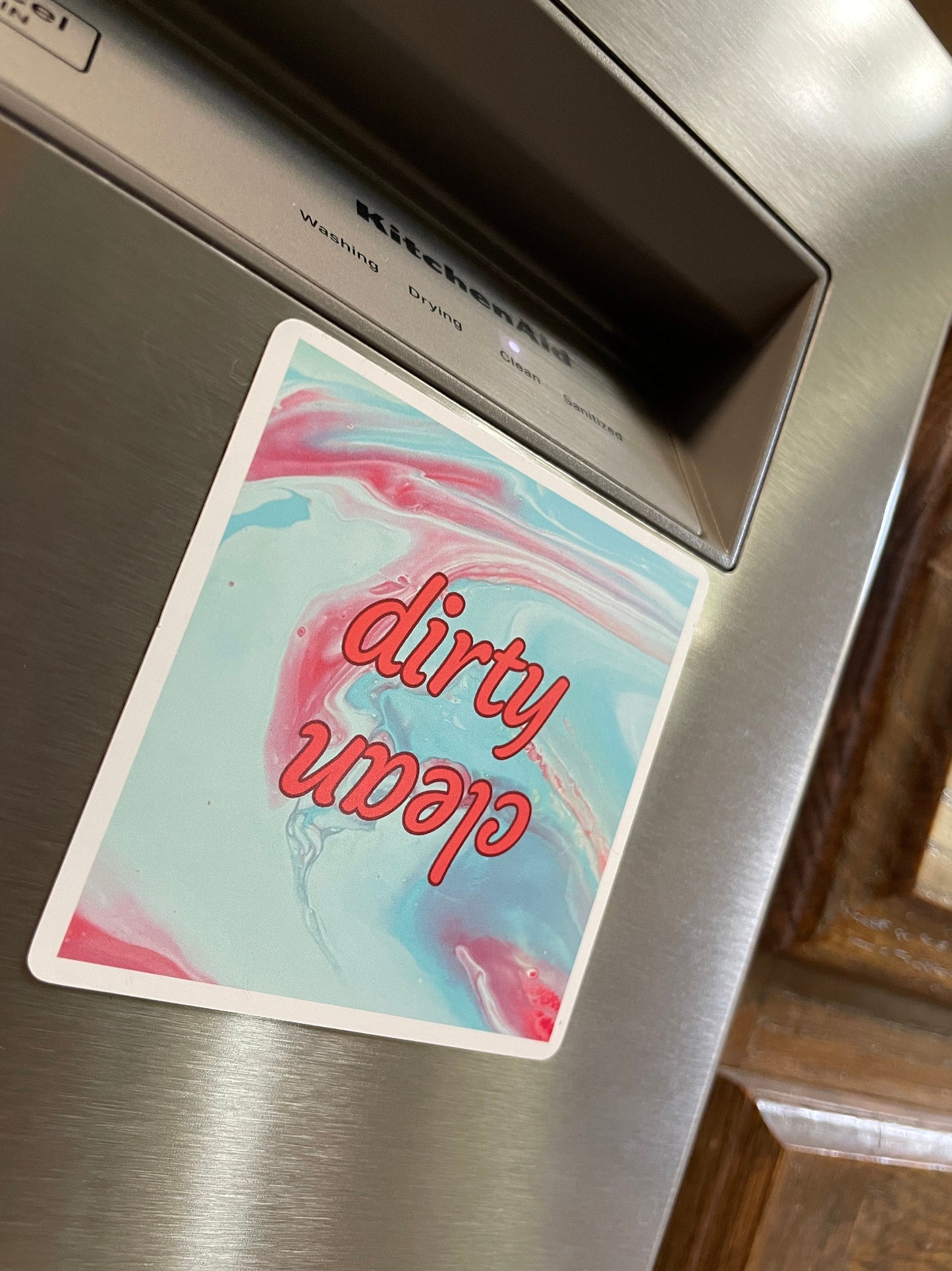 Retro Chic Teal and Red Dishwasher Magnet