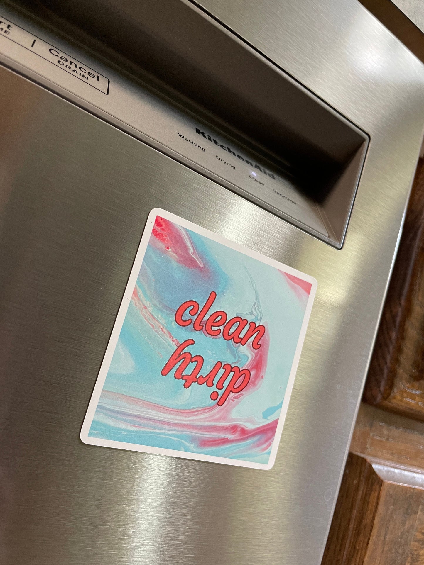 Retro Chic Teal and Red Dishwasher Magnet