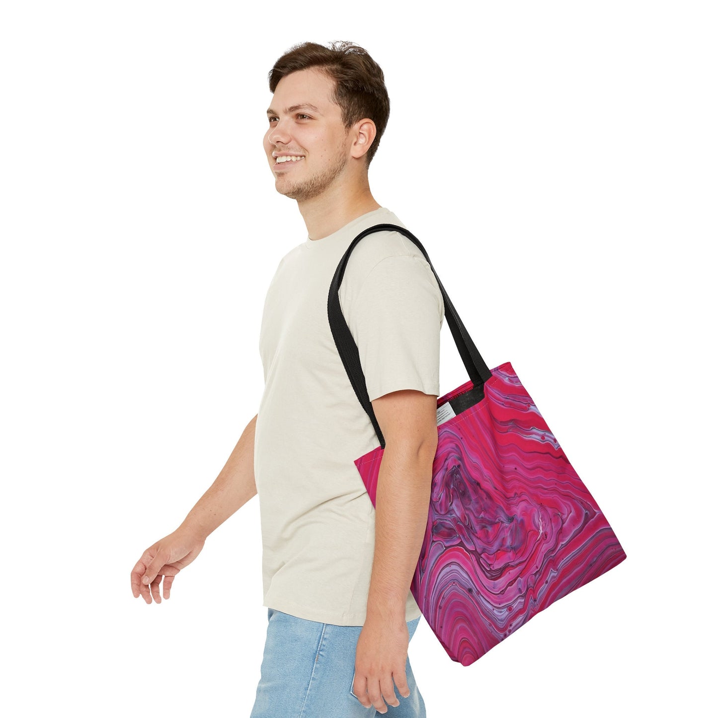 Edgy Pink and Red Swirl Tote Bag