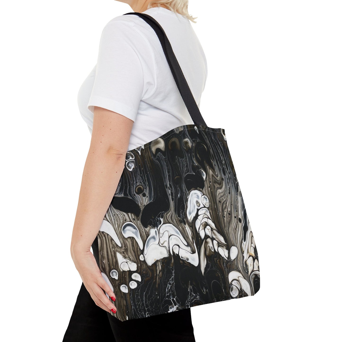 Punk Tote Bag Black and White Moody Design