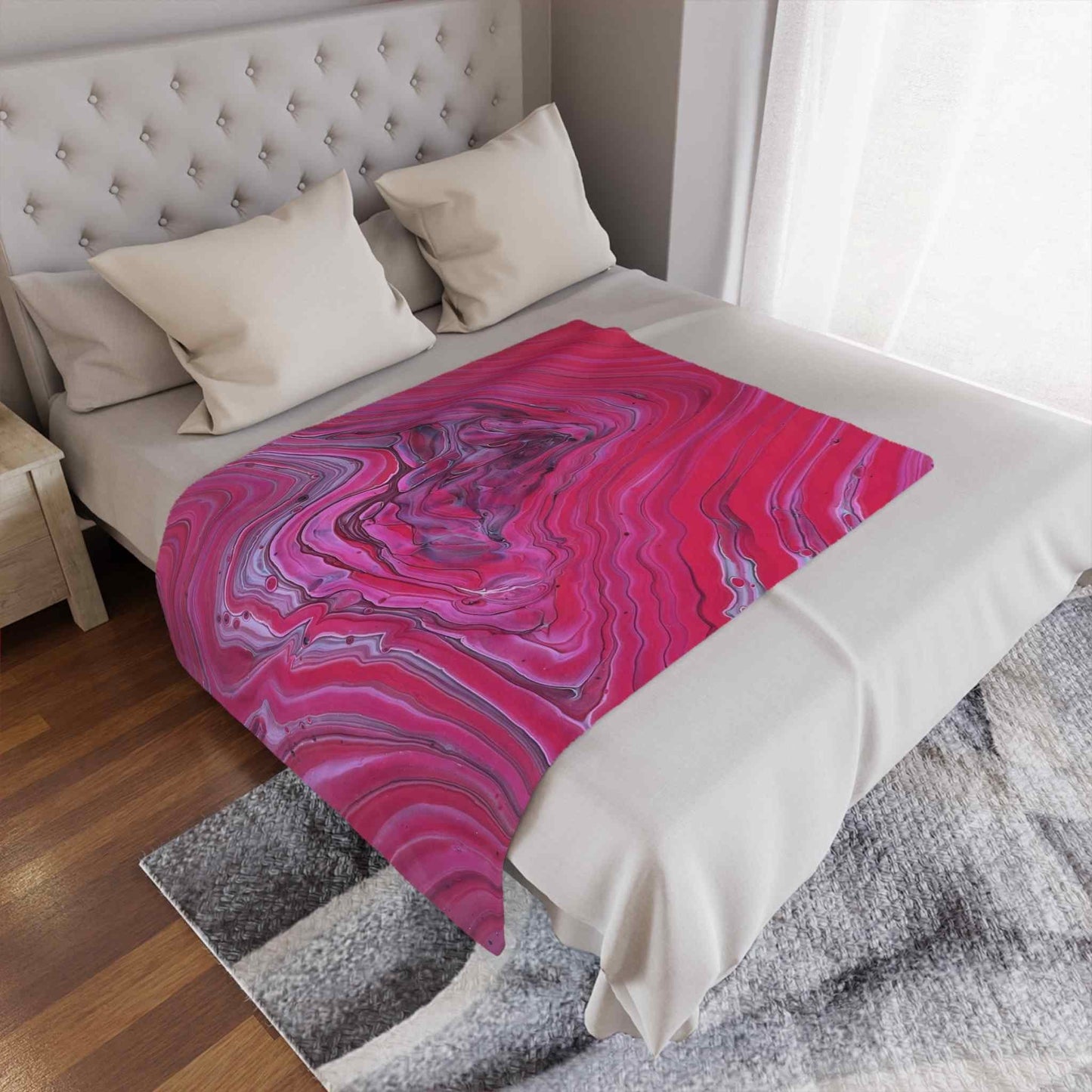 Cozy Comfy Blanket with Red and Pink, Edgy Swirl Design