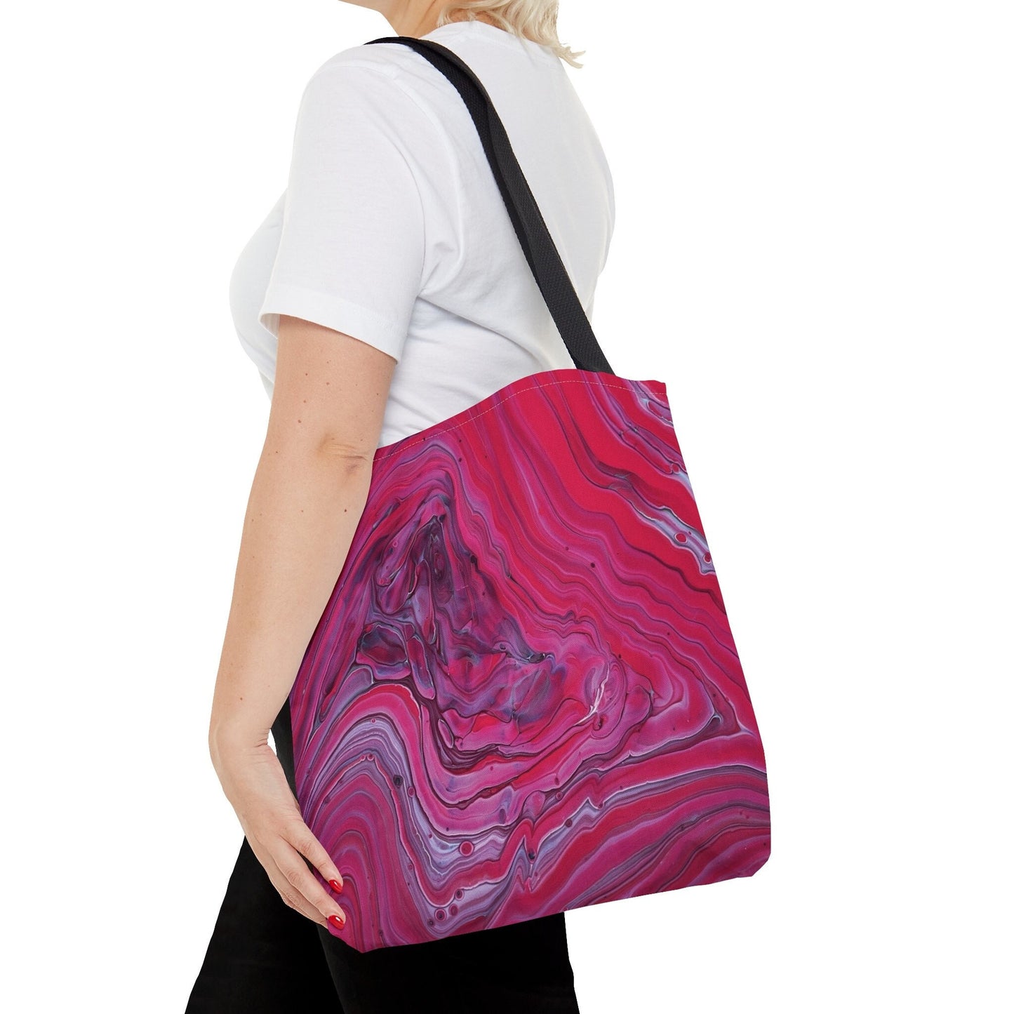 Edgy Pink and Red Swirl Tote Bag