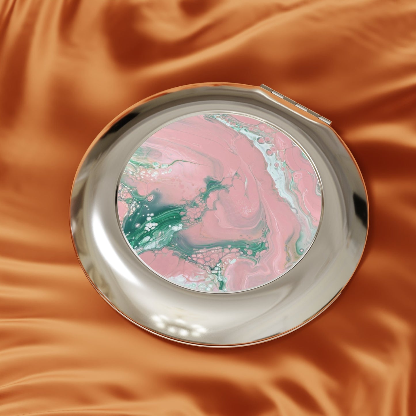 Pink Marble Compact Travel Mirror