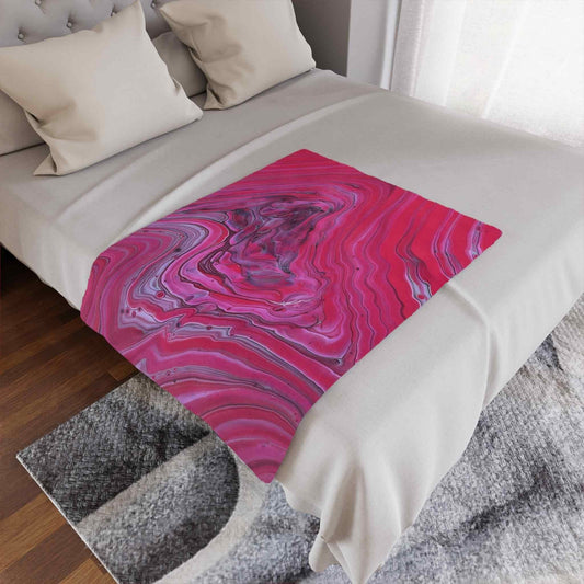 Cozy Comfy Blanket with Red and Pink, Edgy Swirl Design