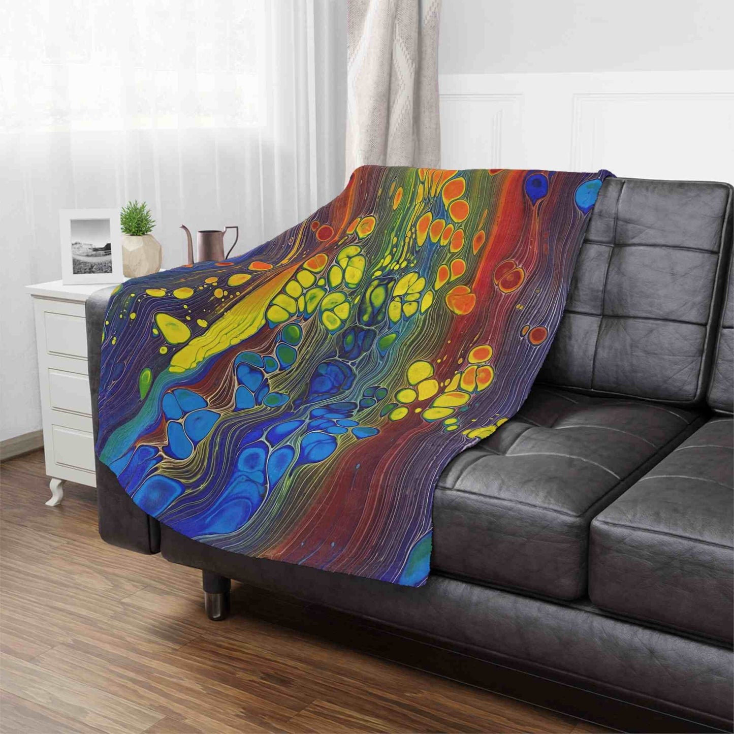 Rainbow Cozy Blanket with Abstract Design, Soft Touch